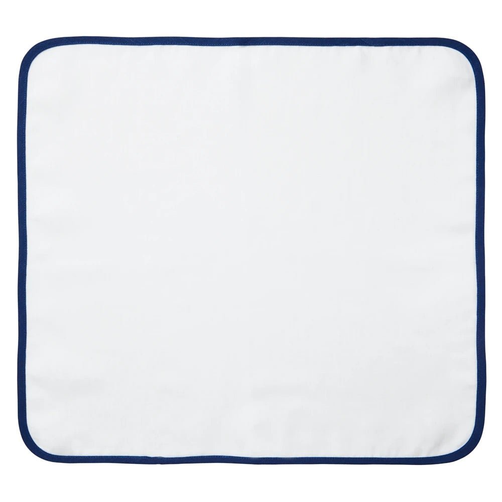 Carmel White Linen and Navy Napkins by Mode Living | Fig Linens