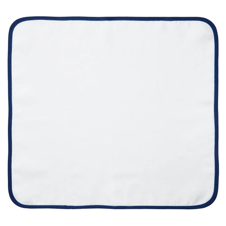 Carmel White Linen and Navy Napkins by Mode Living | Fig Linens