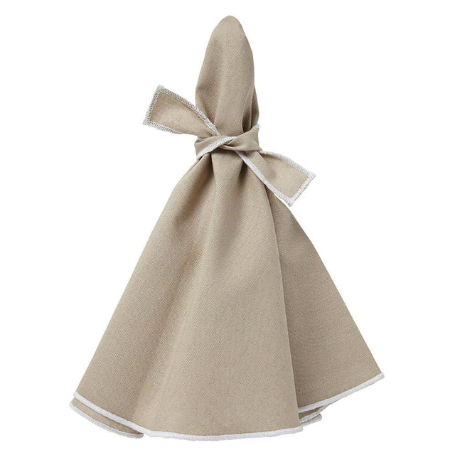 Napa Beige & White Round Napkins by Mode Living | Fig Linens