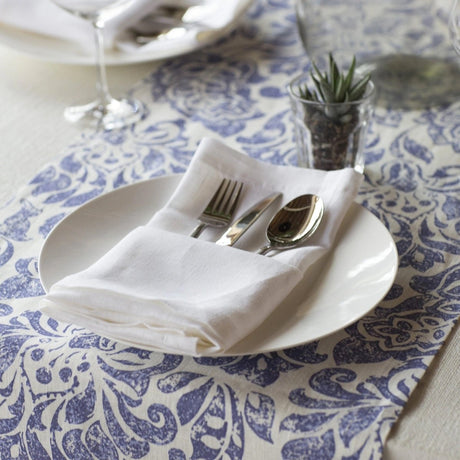 Vail White & Silver Table Runner by Mode Living | Fig Linens