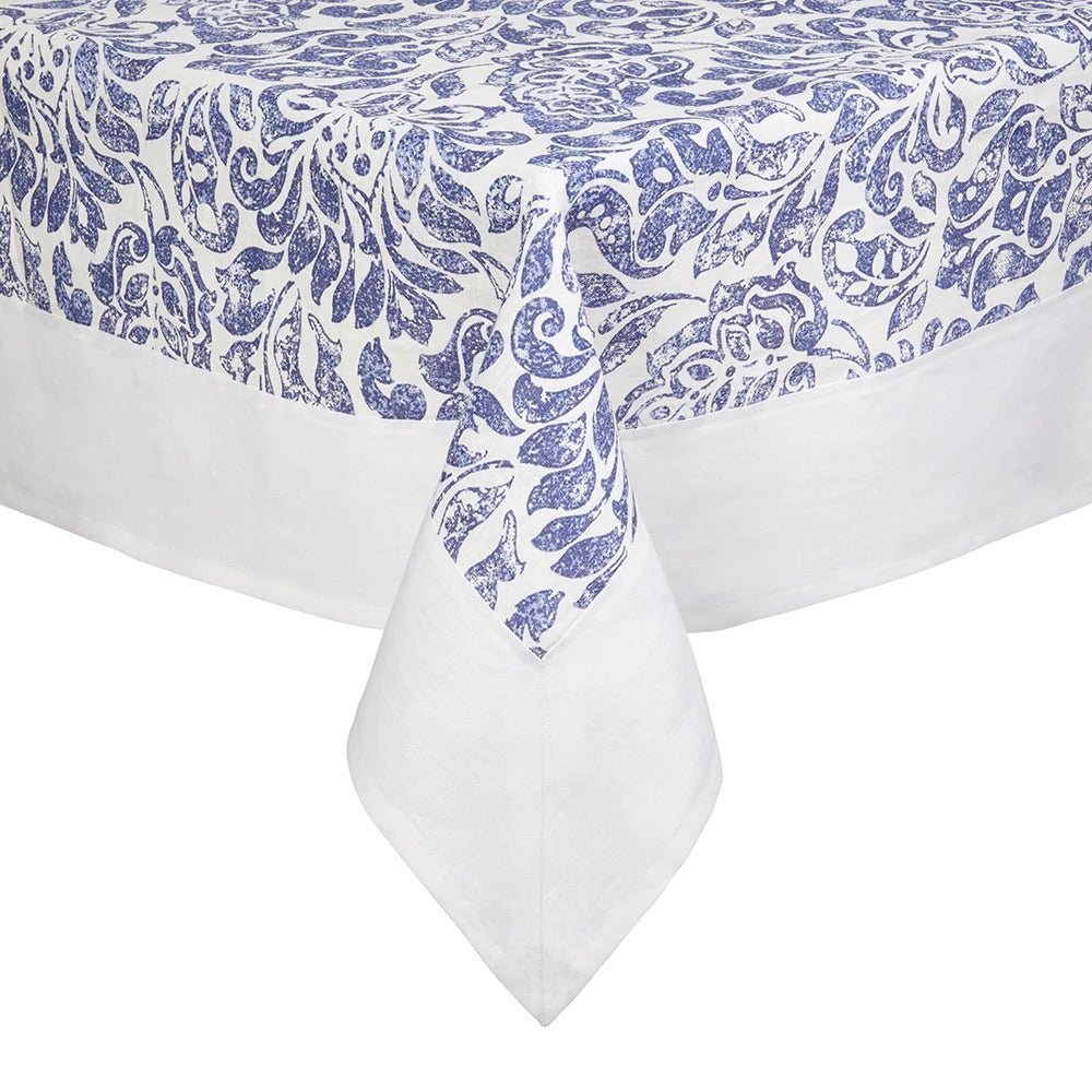 Vail White & Silver Tablecloth by Mode Living | Fig Linens