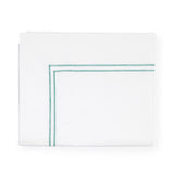 Fig Linens - Sferra Grande Hotel Bedding - White and aqua flat sheet