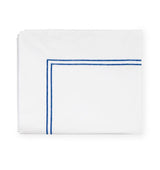 Fig Linens - Sferra Grande Hotel Bedding - White and cornflower flat sheet