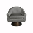 Fig Linens - Worlds Away - Dominic Grey Velvet & Bronze Swivel Chair - Front