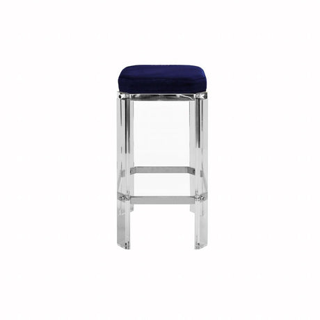 Worlds Away - Dorsey Acrylic Counter Stool with Navy Velvet Cushion | Fig Linens