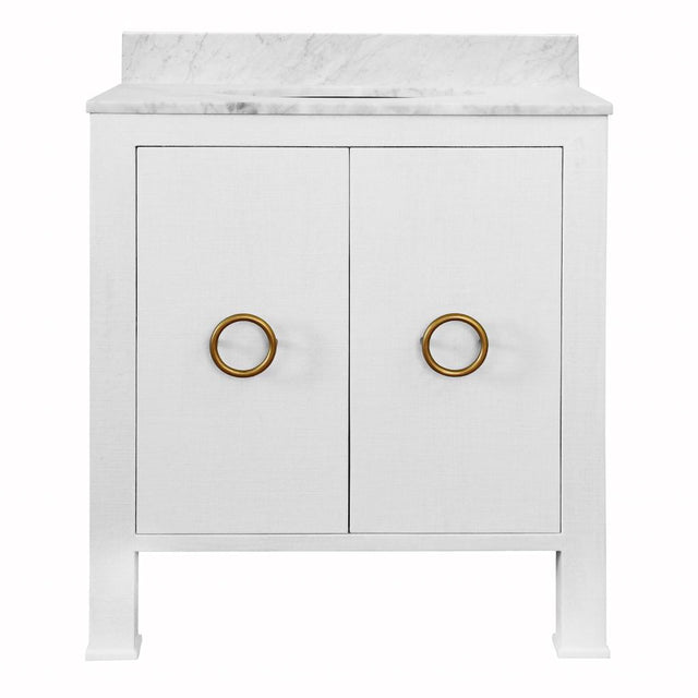 Blanche Textured White Bath Vanity by Worlds Away | Fig Linens