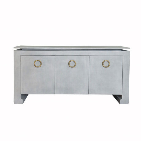 Fig Linens - Tilley Light Grey 3-Door Buffet by Worlds Away 