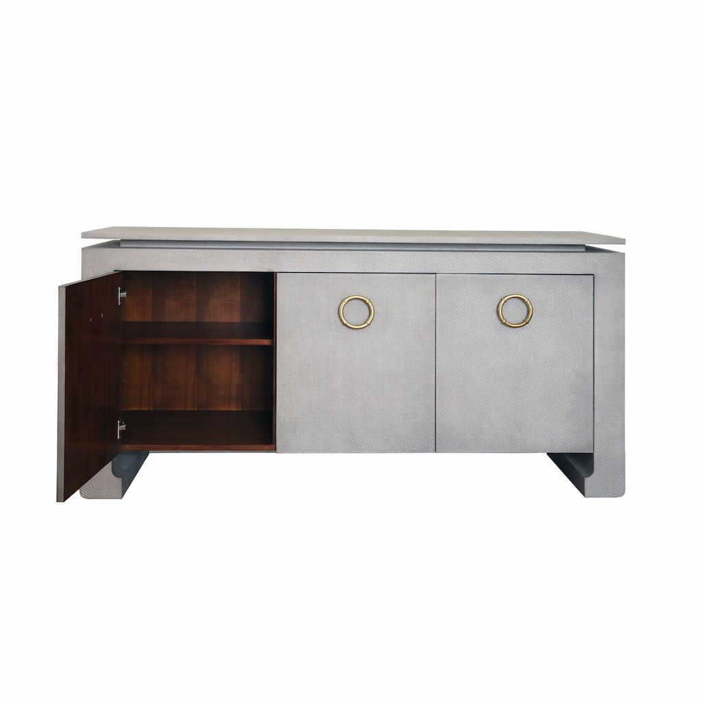 Fig Linens - Tilley Grey 3-Door Buffet by Worlds Away - Interior