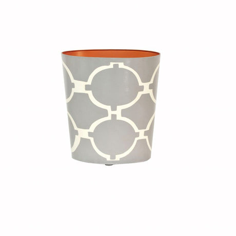 Arcadia Grey & Cream Oval Wastebasket by Worlds Away | Fig Linens