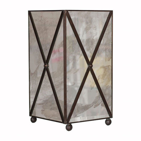 Antique Mirror Crosshatch Wastebasket by Worlds Away | Fig Linens