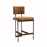 Worlds Away - Baylor Bronze & Camel Velvet Counter Stool | Fig Linens and Home