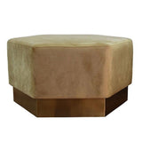 Myra Camel Velvet Hexagon Ottoman by Worlds Away | Fig Linens