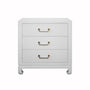 Worlds Away Camille White Grasscloth 3 Drawer Chest | Fig Linens