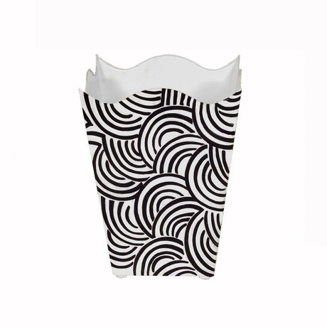 Worlds Away - Black & White Square Wave Top Wastebasket | Fig Linens