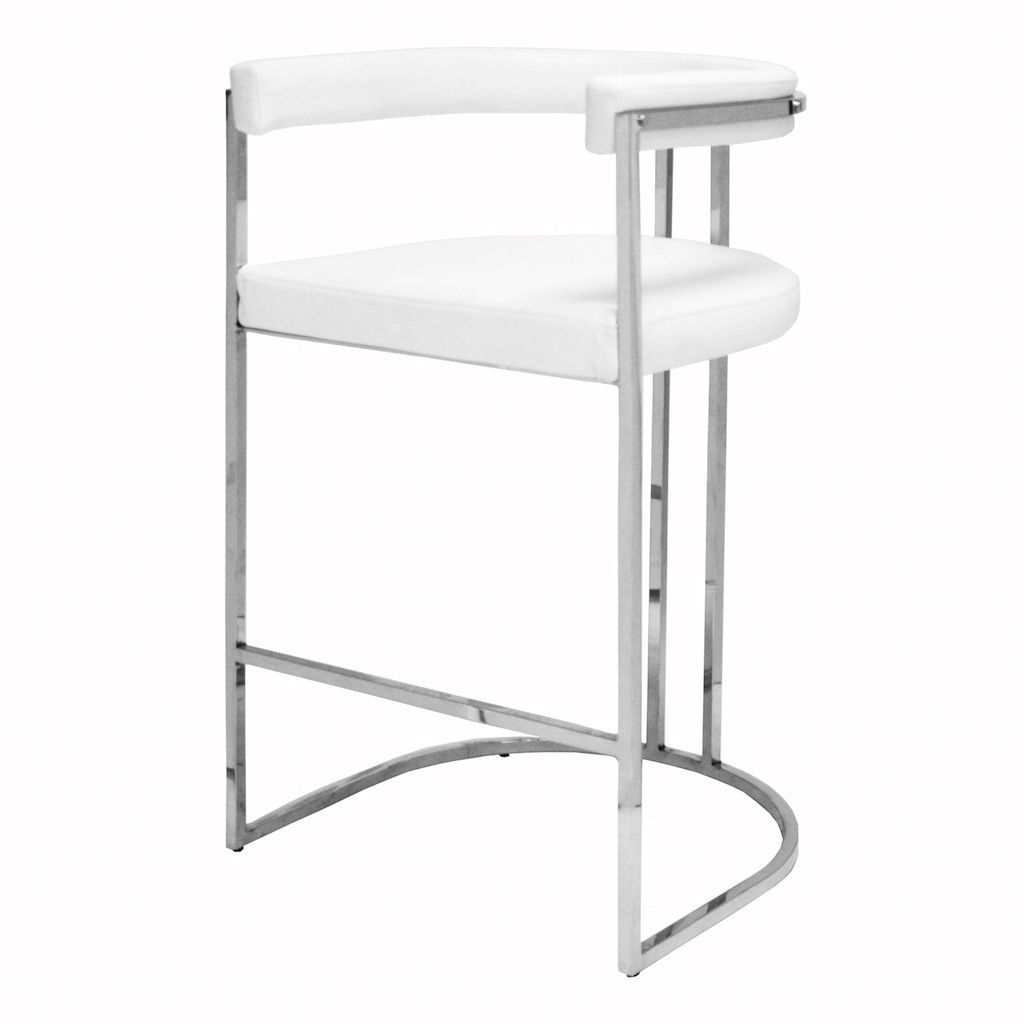 Worlds Away Donovan White Vinyl & Nickel Bar Stool | Fig Linens