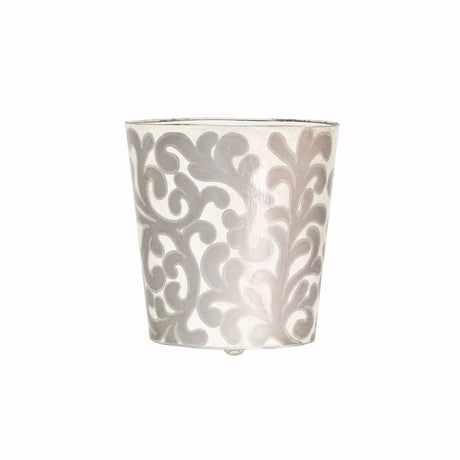 Jane Silver & Cream Oval Wastebasket by Worlds Away | Fig Linens