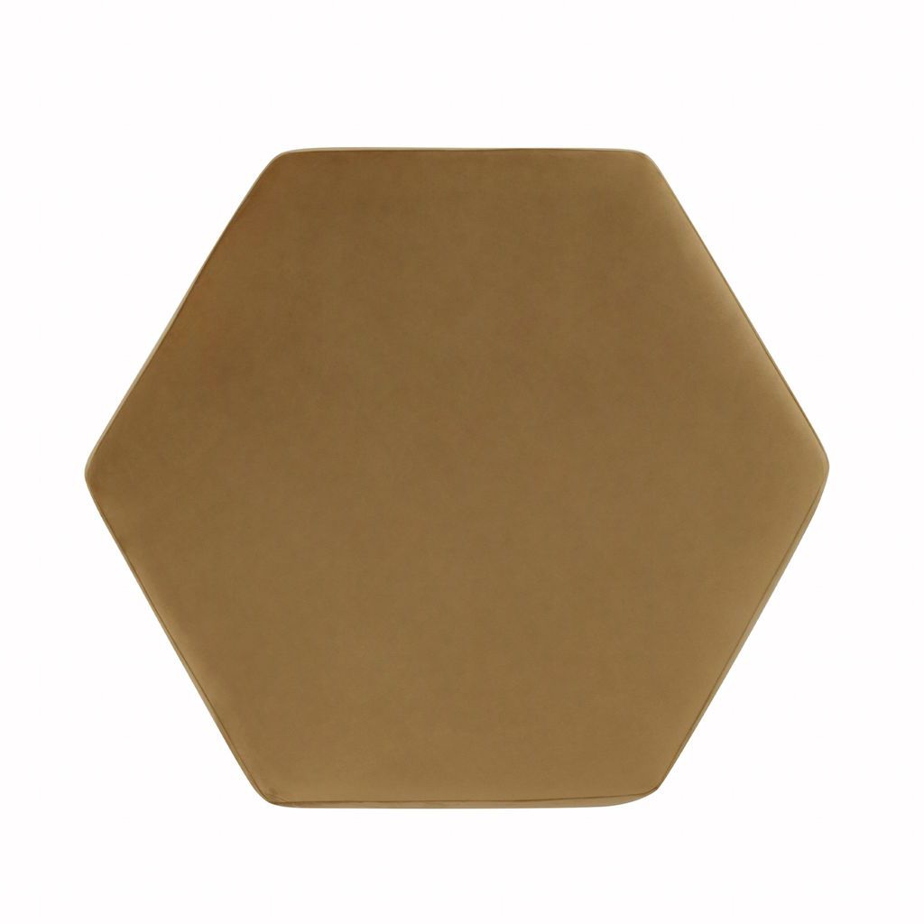 Fig Linens - Myra Camel Velvet Hexagon Ottoman by Worlds Away - Top