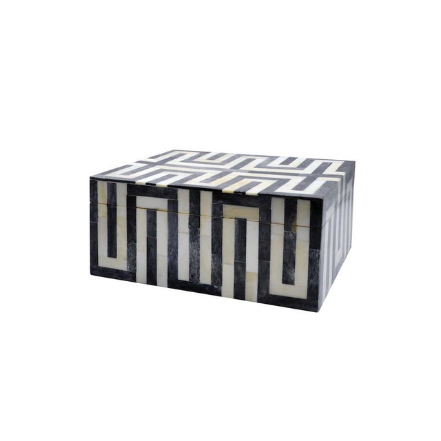 Worlds Away - Mellie Small Charcoal & White Decorative Box | Fig Linens