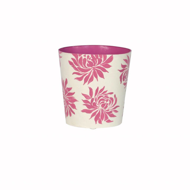 Dahlia Pink & Cream Wastebasket by Worlds Away | Fig Linens