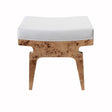 Fergie Burl Wood & White Linen Stool by Worlds Away | Fig Linens