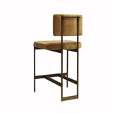 Fig Linens - Worlds Away - Baylor Bronze & Camel Velvet Counter Stool - Back