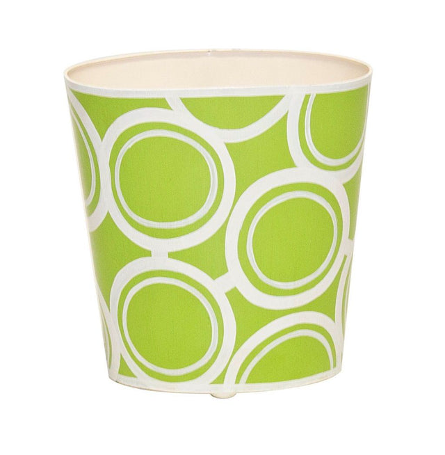 Green & Cream Oval Wastebasket by Worlds Away | Fig Linens