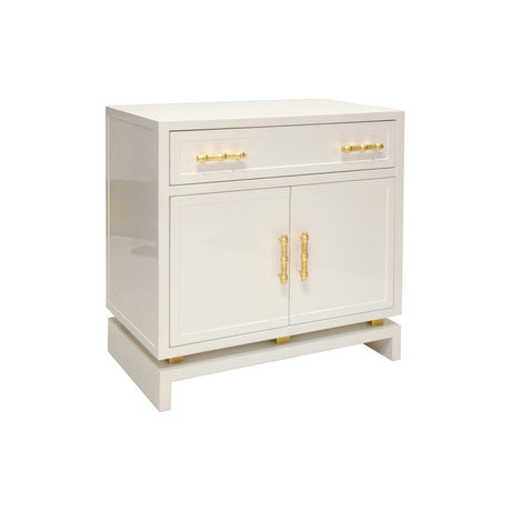 Fig Linens - Marcus White Nightstand by World's Away - Angle