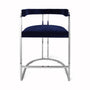 Worlds Away Cromwell Navy Velvet & Nickel Counter Stool | Fig Linens