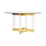 Hendrix Acrylic & Antique Brass Round Dining Table | Fig Linens