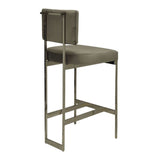 Fig Linens - Worlds Away - Jones Grey Velvet & Nickel Bar Stool - Back