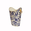 Worlds Away - Navy & White Wastebasket with Lion Handles | Fig Linens 