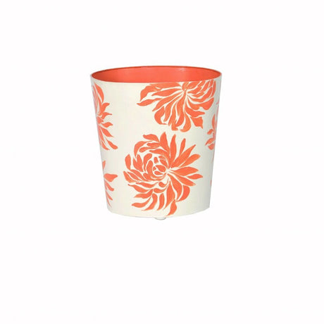 Worlds Away Dahlia Orange & Cream Wastebasket | Fig Linens