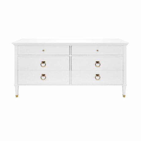 Vincent White & Brass 6 Drawer Chest by Worlds Away | Fig Linens