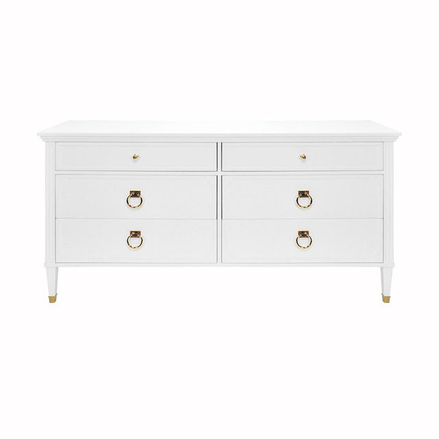 Vincent White & Brass 6 Drawer Chest by Worlds Away | Fig Linens