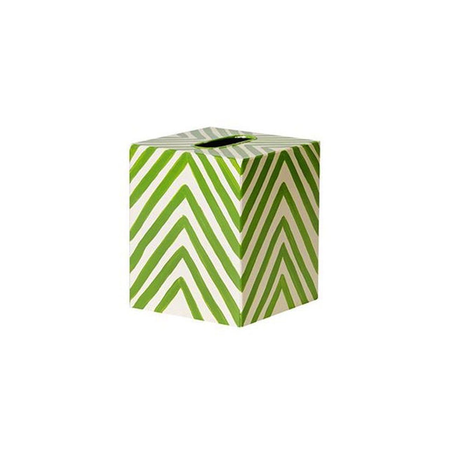 Green & Cream Zebra Tissue Box Cover by Worlds Away | Fig Linens