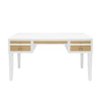 Fig Linens - Heidi White Lacquer & Grasscloth Desk with Nickel Hardware