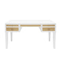 Fig Linens - Heidi White Lacquer & Grasscloth Desk with Nickel Hardware