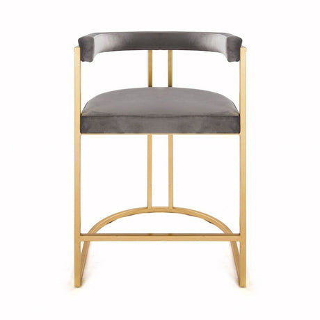 Worlds Away Cromwell Grey Velvet & Gold Counter Stool | Fig Linens