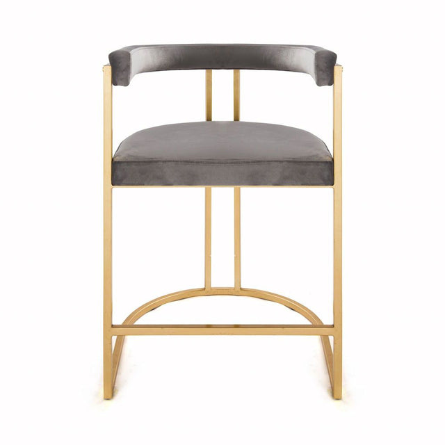 Worlds Away Cromwell Grey Velvet & Gold Counter Stool | Fig Linens