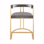 Worlds Away Cromwell Grey Velvet & Gold Counter Stool | Fig Linens