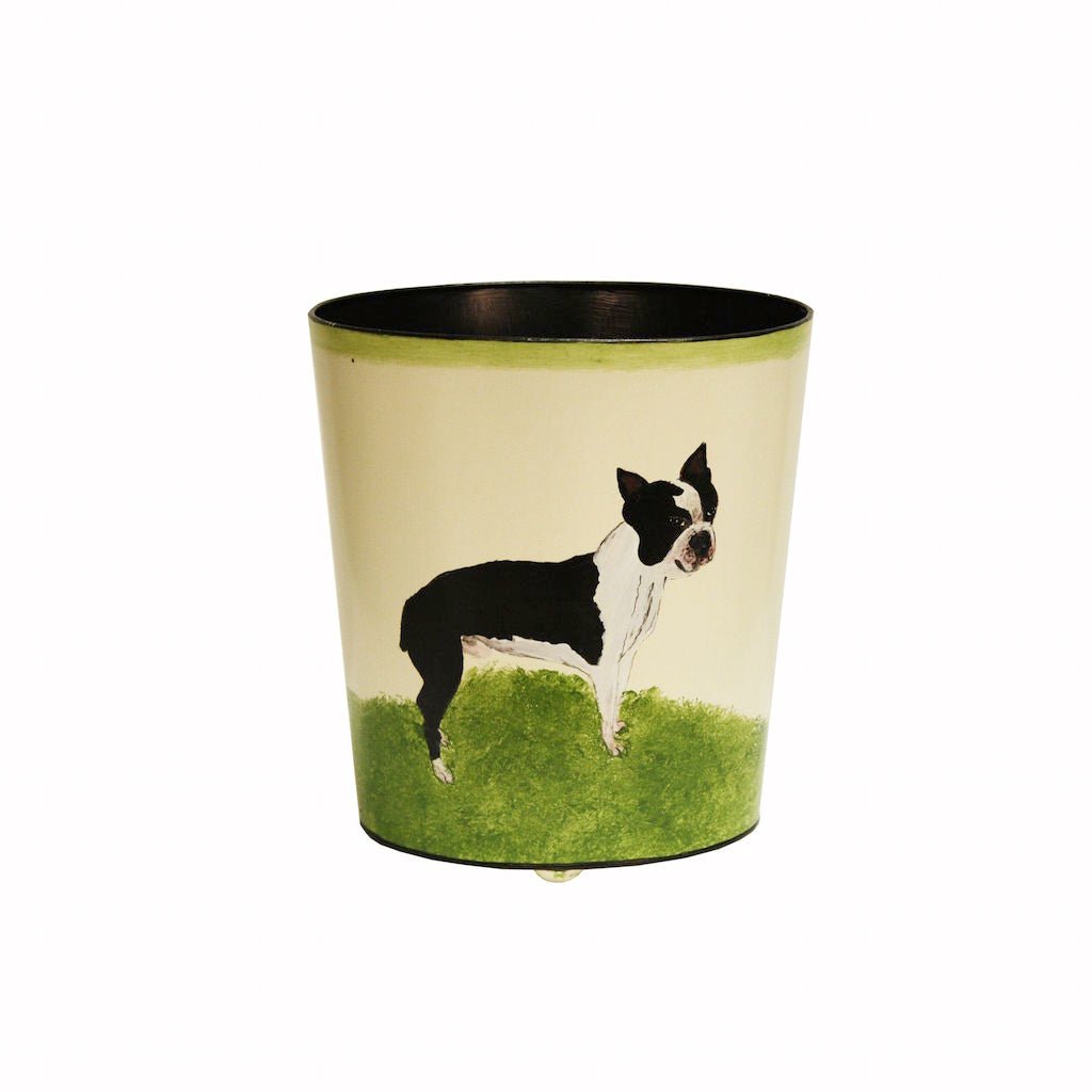 Boston Terrier Wastebasket by Worlds Away | Fig Linens and Home