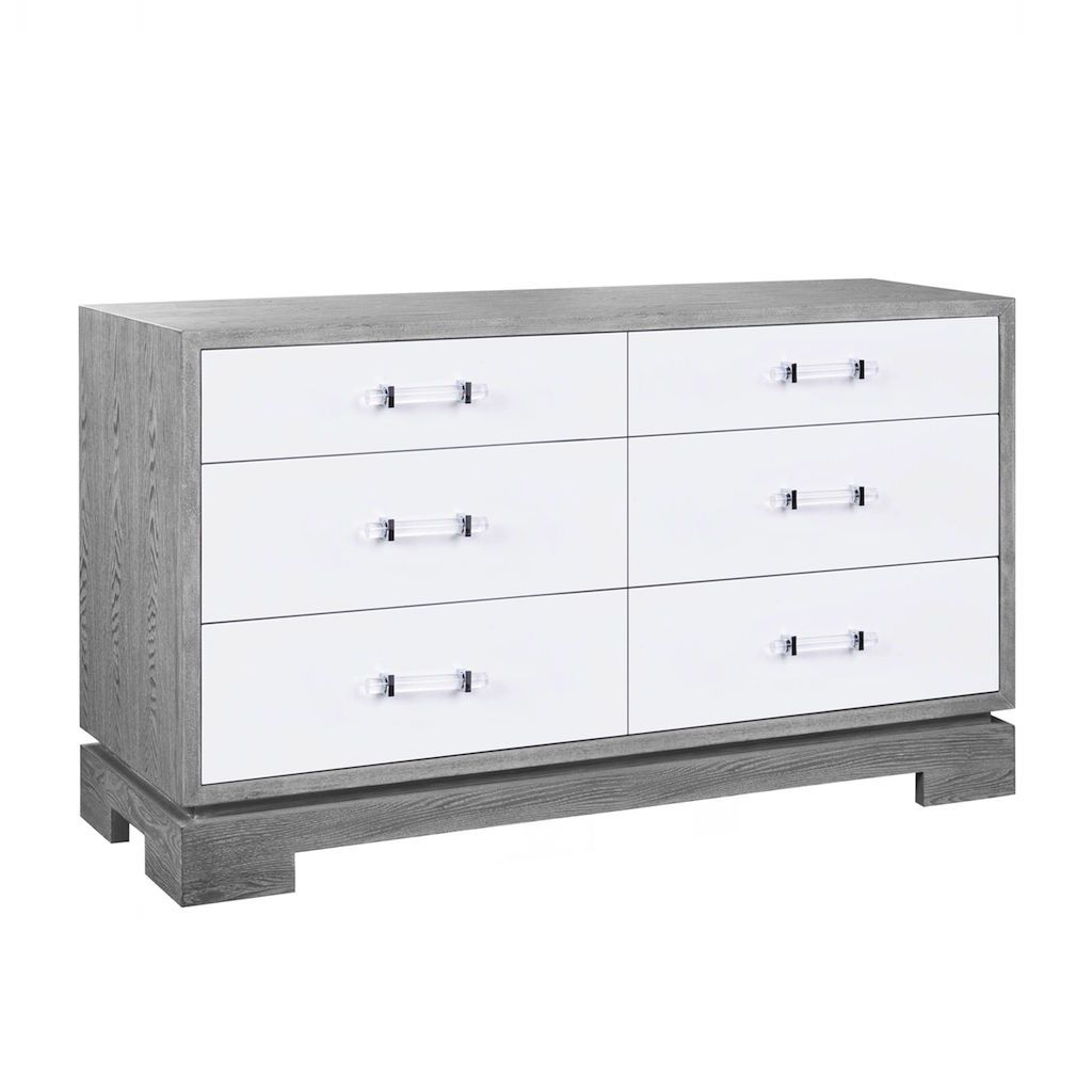 Fig Linens - Crawford Grey Cerused Oak 6 Drawer Chest 