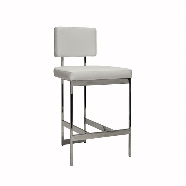 Baylor Nickel & White Vinyl Counter Stool by Worlds Away | Fig Linens