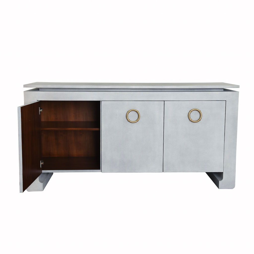 Fig Linens - Tilley Light Grey 3-Door Buffet by Worlds Away - Interior