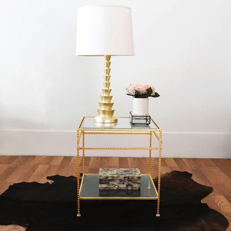 Fig Linens - Amos Gold Two Tier Square Table by Worlds Away - Lifestyle