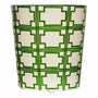 Worlds Away - Oval Wastebasket with Green & Cream Squares | Fig Linens