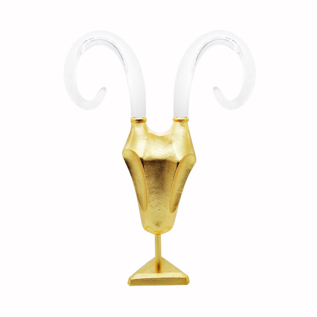 Waldo Gold Ram Head Sculpture by Worlds Away | Fig Linens