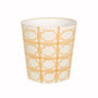 Worlds Away - Cream Oval Wastebasket with Yellow Squares | Fig Linens