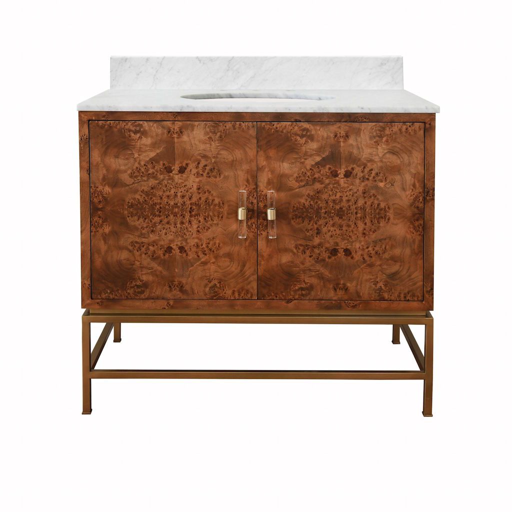 Clifford Dark Burl Wood Bath Vanity by Worlds Away | Fig Linens