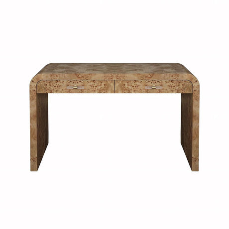 Petra Burl Wood Waterfall Edge Desk with Drawers by Worlds Away | Fig Linens